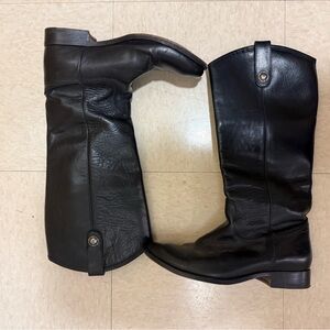 Frye Black Melissa Over the Knee Boots Smooth Leather